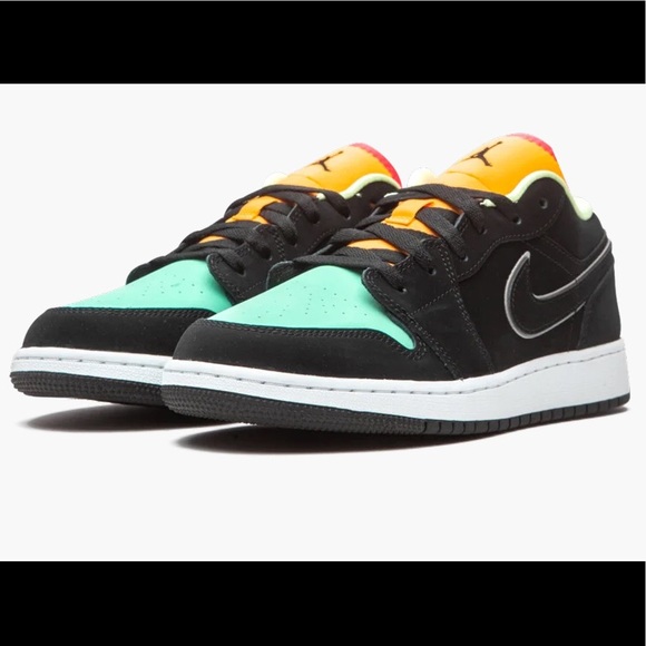 Nike Air Jordan Low Black Aurora Green Orange GS